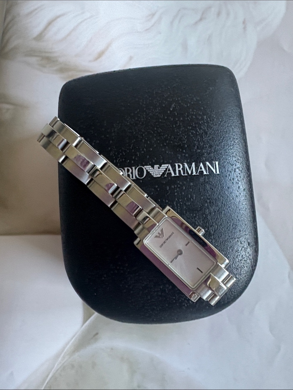Emporio Armani Silver Rectangular Women's Bracelet Watch